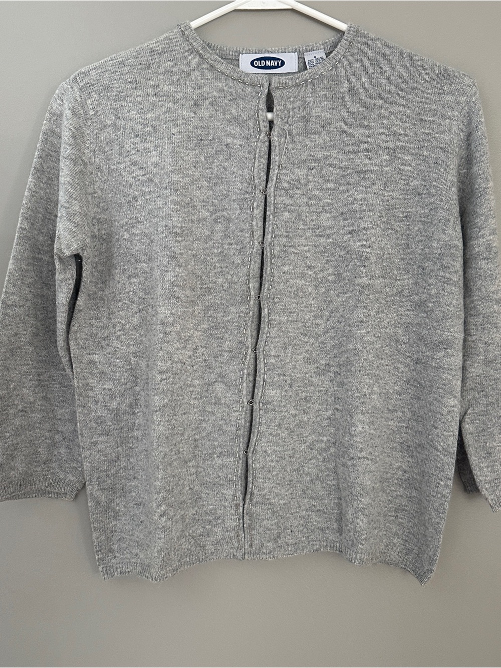 Women’s Old Navy Gray Solid Knit Button Front Round Neck Cardigan Sweater S